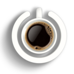 Uitknop met daarin ook verwerkt een kop koffie, staat voor uitnodiging voor informatiegesprek