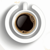 Uit knop en koffie bij d mediator om tafel