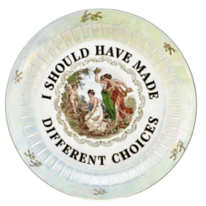 hadden andere keuzes een verschil gemaakt? staat er op een gebroken bord in de engelse taal