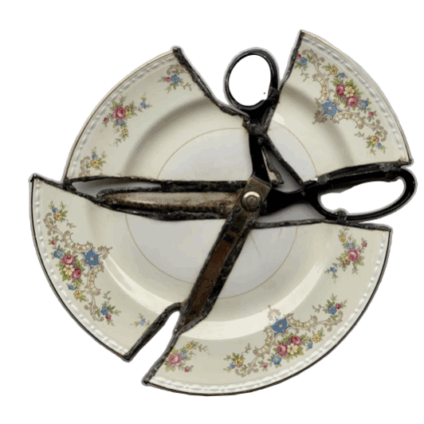 schaar gebroken bord beneden-leeuwen