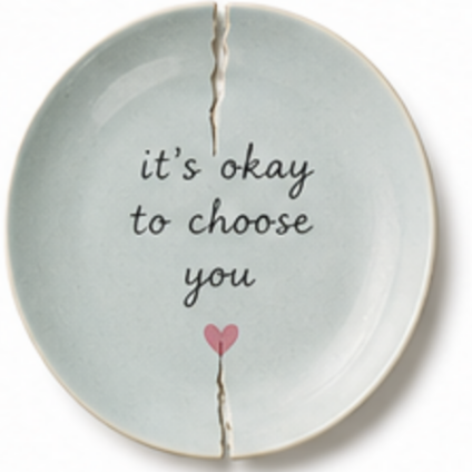 Mintgroen bord met tekst it's okay to choose you doormidden gescheurd bij scheiding in Moordrecht