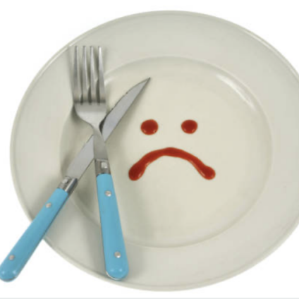 Bord met verdrietig gezicht in saus bij relatiebreuk in Oeken