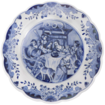Delfts blauw bord met gezinsscène als beeld bij scheiding in Wezep