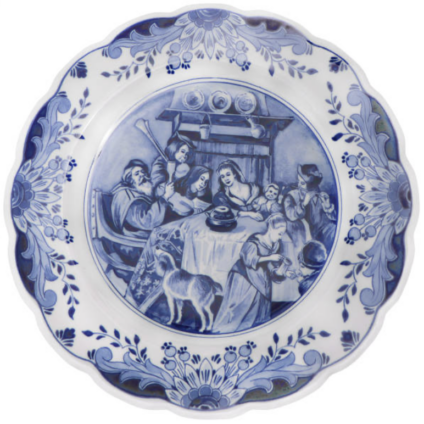 Delfts blauw bord met gezinsscène als beeld bij scheiding in Wezep